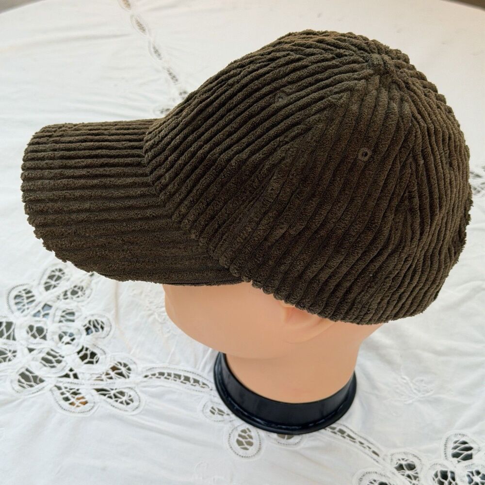 Janessa Leone Olive Green Caton Corduroy Baseball Cap Adjustable Khaki Hat New